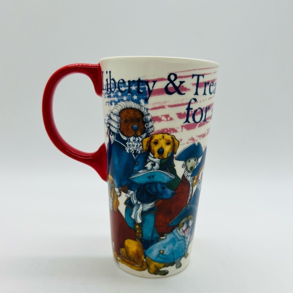 Patriotic Dog Design Mug with Red Handle By Sherri Buck Baldwin for Evergreen